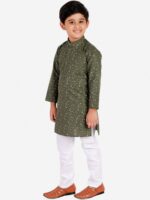 Pro-Ethic STYLE DEVELOPER Boys Green Printed Kurta with Pyjamas - Image 5