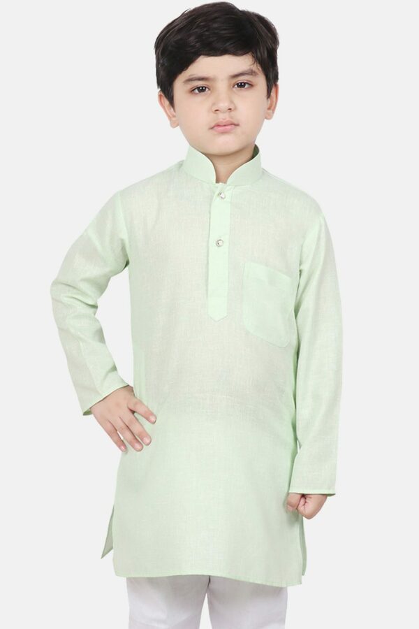 SG YUVRAJ Boys Green Solid Straight Kurta