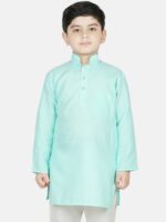 SG YUVRAJ Boys Green Solid Straight Kurta