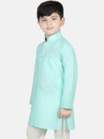 SG YUVRAJ Boys Green Solid Straight Kurta - Image 3
