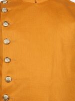 SG YUVRAJ Boys Mustard Yellow Raw Silk Kurta - Image 2