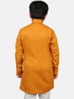 SG YUVRAJ Boys Mustard Yellow Raw Silk Kurta - Image 4