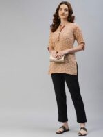 SVARCHI Women Beige & Maroon Ethnic Motifs Printed Kurti - Image 5