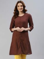 SVARCHI Women Brown Solid Kurti