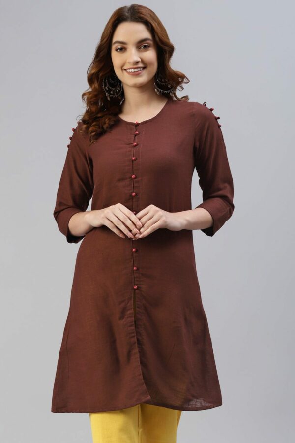 SVARCHI Women Brown Solid Kurti