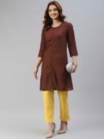 SVARCHI Women Brown Solid Kurti - Image 5