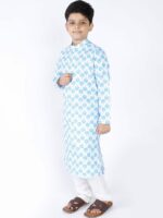 TABARD Boys Blue & White Printed Kurta - Image 5