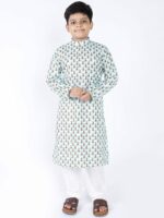 TABARD Boys Sea Green Printed Kurta
