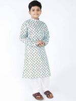 TABARD Boys Sea Green Printed Kurta - Image 3