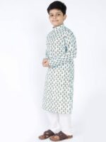 TABARD Boys Sea Green Printed Kurta - Image 5