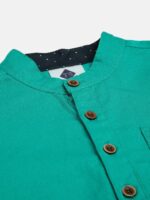 Tonyboy Boys Teal Green Solid Pure Cotton Kurta - Image 3