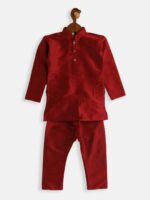 VASTRAMAY SISHU Boys Maroon Regular Silk Blend Kurta with Trousers - Image 3