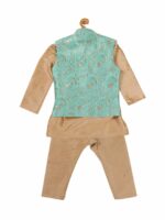 VASTRAMAY SISHU Boys Rose Gold & Blue Kurta Set with Nehru Jacket - Image 3