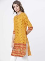 Vishudh Women Mustard Yellow & Red Floral Print Kurti - Image 4