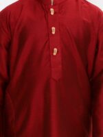 YK Boys Red & Gold Solid Kurta with Pyjamas - Image 2