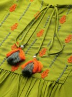 all about you Green Ethnic Motifs Embellished Thread Work Empire Styled Kurti - Image 2
