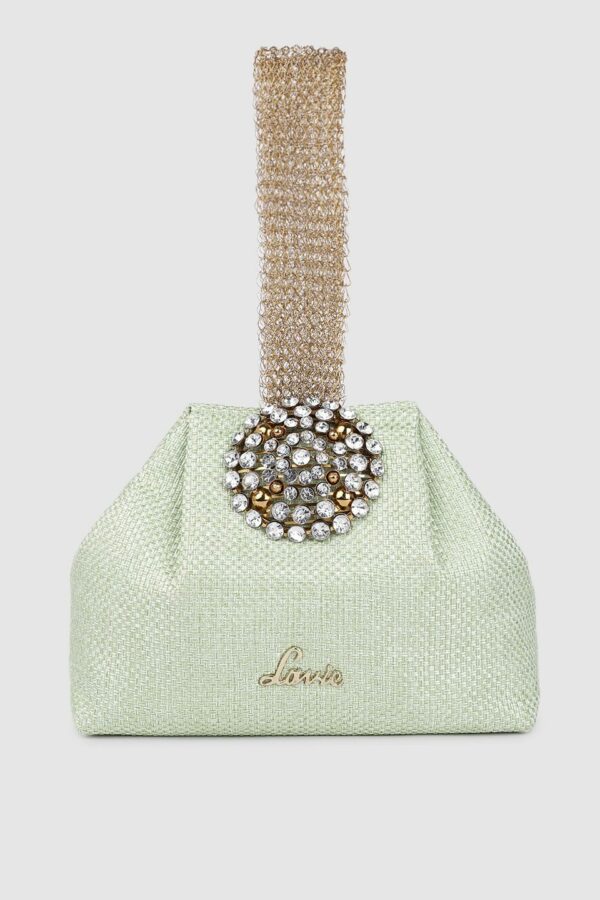 Lavie Women Mint Green Embellished Potli Clutch