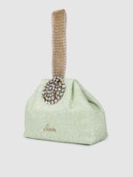 Lavie Women Mint Green Embellished Potli Clutch - Image 2