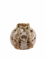 MASQ Beige & Brown Embellished Embroidered Potli Clutch - Image 2