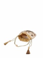 MASQ Beige & Brown Embellished Embroidered Potli Clutch - Image 5