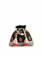 MASQ Black & Red Embellished Embroidered Potli Clutch - Image 2