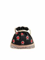 MASQ Black & Red Embellished Embroidered Potli Clutch - Image 4