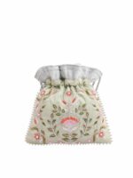 MASQ Green & Pink Embellished Embroidered Potli Clutch - Image 4