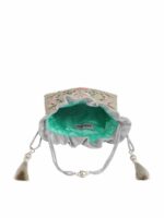 MASQ Green & Pink Embellished Embroidered Potli Clutch - Image 5