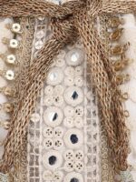 MASQ Off White & Gold-Toned Embellished Embroidered Potli Clutch - Image 4