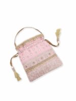 MASQ Pink & Gold-Toned Embellished Potli Clutch - Image 2