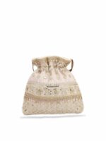 MASQ Women Beige & Gold-Toned Embellished Potli - Image 4