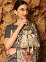 MASQ Women Beige & Gold-Toned Embellished Potli - Image 6