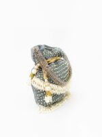 NR By Nidhi Rathi Grey & White Embroidered Potli Clutch - Image 3