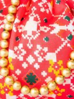 NR By Nidhi Rathi Orange & White Embroidered Embellished Potli Clutch - Image 5
