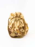 NR By Nidhi Rathi Women Cream Embroidered Potli Bag - Image 2