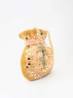 NR By Nidhi Rathi Women Peach-Coloured & Gold-Toned Embroidered Potli Clutch - Image 3