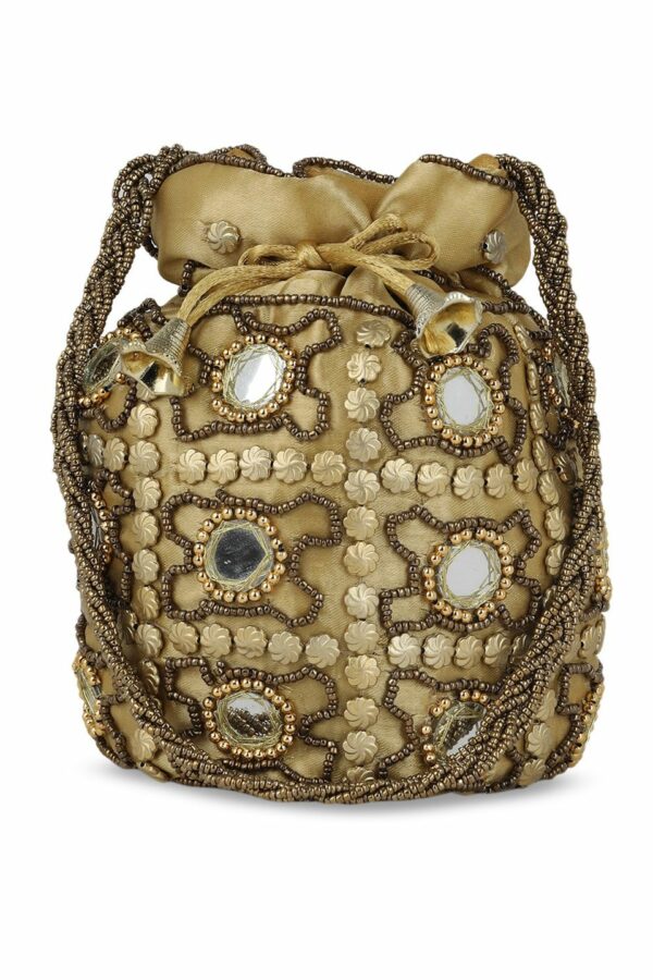 gaura pakhi Gold-Toned Embellished Potli Clutch