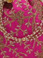gaura pakhi Pink & White Embellished Potli Clutch - Image 5