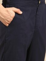 Anouk Men Navy Blue & Golden Ethnic Motifs Printed Straight Kurta with Trousers - Image 3
