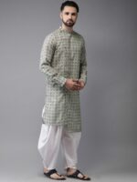 Anouk Men Sea Green & White Printed Fusion Straight Kurta - Image 3