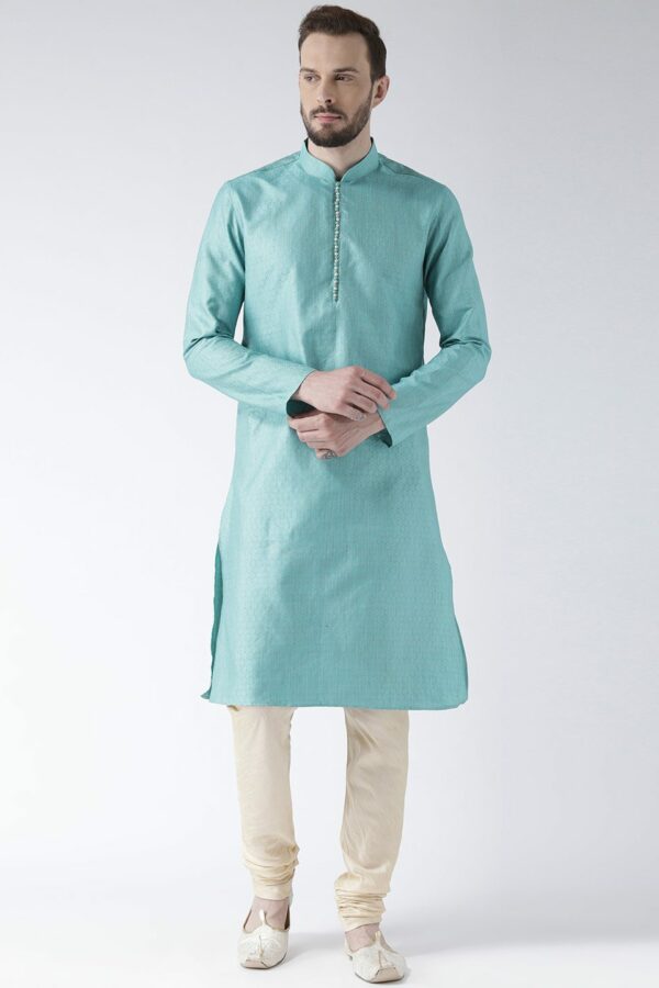 DEYANN Men Blue Woven Design Straight Kurta