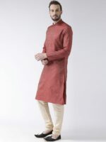 DEYANN Men Red Woven Design Straight Kurta - Image 5