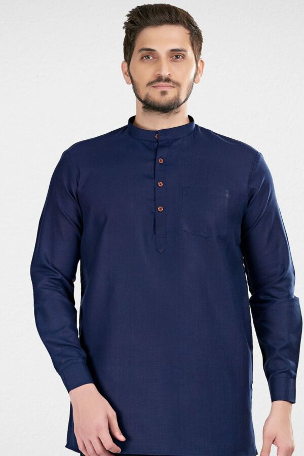 SHIWAM ETHNIX Men Navy Blue Solid Kurta