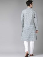 See Designs Men Grey Striped Kurta - Image 5