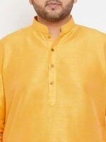 Plus Size Men Yellow Solid Straight Kurta - Image 2