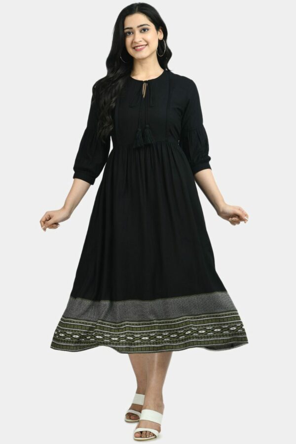 Aaruvi Ruchi Verma Women Black Solid Maternity Fit and Flare Dress