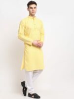 Jompers Men Yellow Regular Pure Cotton Kurta with Pyjamas - Image 4