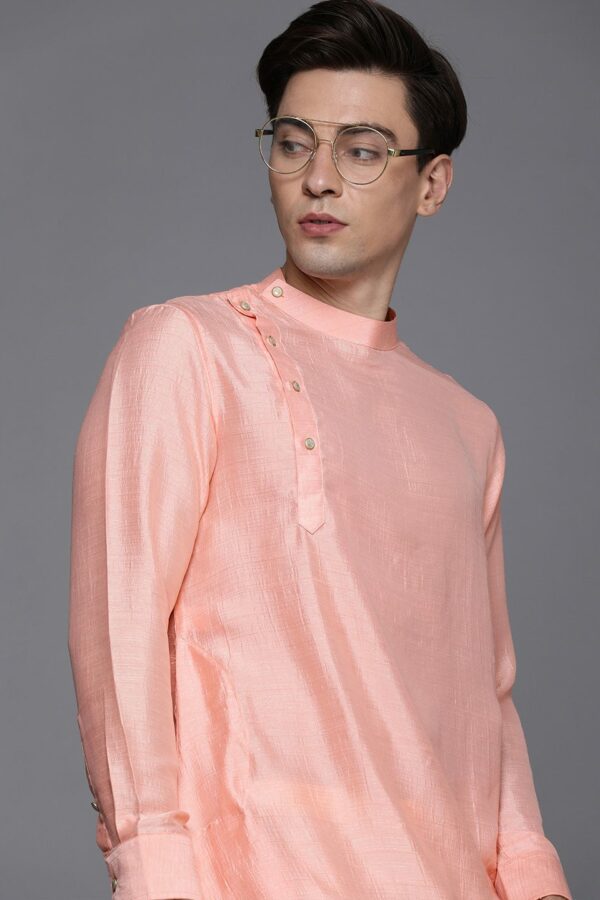 Manyavar Men Coral Angrakha Kurta with Pyjamas