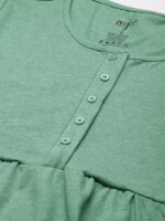 Nejo Sea Green Pure Cotton Solid Maternity Top - Image 2