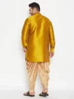 Plus Size Mustard And Rose Gold Silk Blend Kurta And Dhoti Set - Image 3